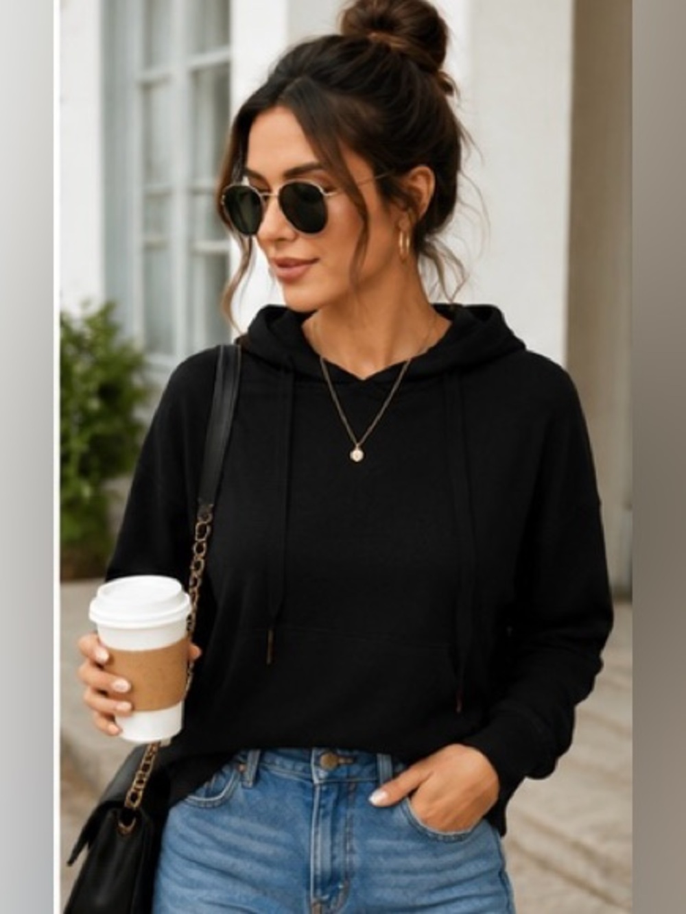 Midnight Bakery Black Cropped Hoodie Sweatshirt | Dolman Sleeve Pullover
